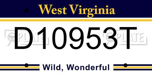 D10953T West Virginia License Plate