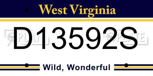 D13592S West Virginia License Plate