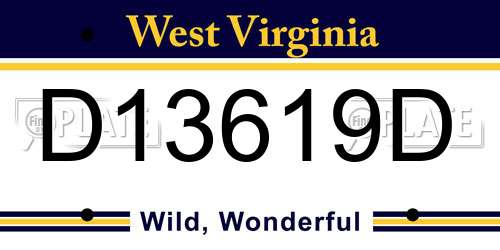 D13619D West Virginia License Plate