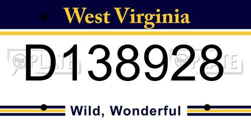 D138928 West Virginia License Plate