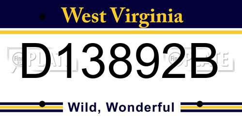 D13892B West Virginia License Plate