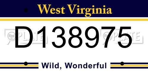 D138975 West Virginia License Plate