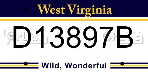 D13897B West Virginia License Plate