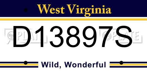 D13897S West Virginia License Plate