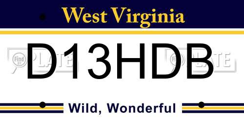 D13HDB West Virginia License Plate
