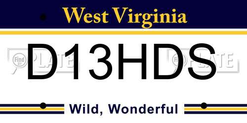 D13HDS West Virginia License Plate