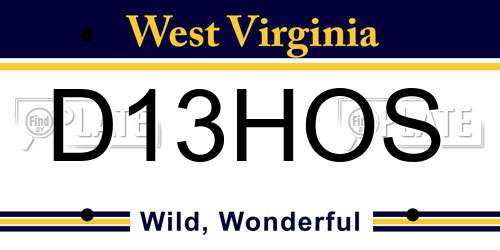 D13HOS West Virginia License Plate