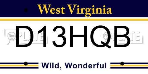 D13HQB West Virginia License Plate