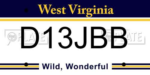 D13JBB West Virginia License Plate