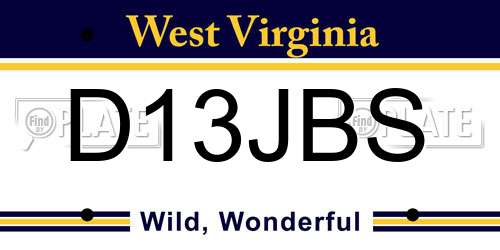 D13JBS West Virginia License Plate