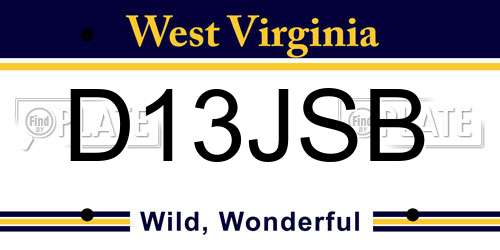 D13JSB West Virginia License Plate