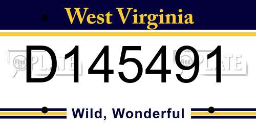 D145491 West Virginia License Plate