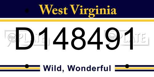 D148491 West Virginia License Plate