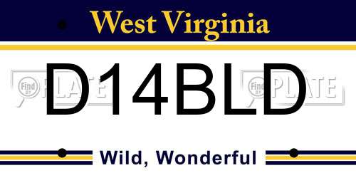 D14BLD West Virginia License Plate