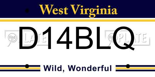 D14BLQ West Virginia License Plate