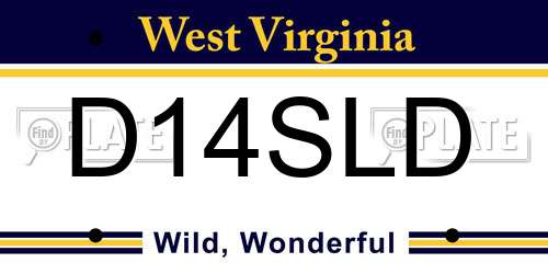 D14SLD West Virginia License Plate