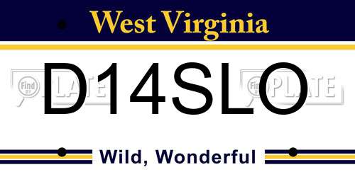 D14SLO West Virginia License Plate