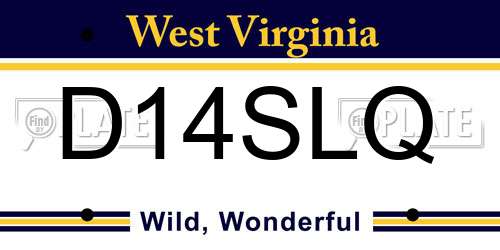 D14SLQ West Virginia License Plate