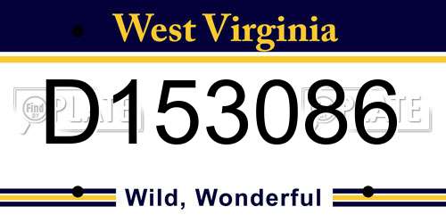 D153086 West Virginia License Plate
