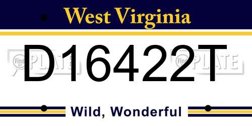 D16422T West Virginia License Plate