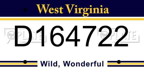 D164722 West Virginia License Plate