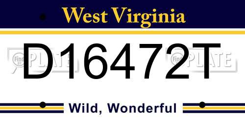 D16472T West Virginia License Plate