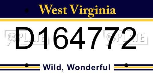D164772 West Virginia License Plate