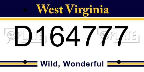 D164777 West Virginia License Plate