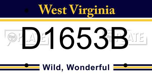 D1653B West Virginia License Plate