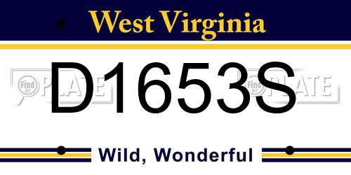 D1653S West Virginia License Plate