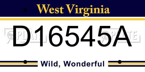 D16545A West Virginia License Plate