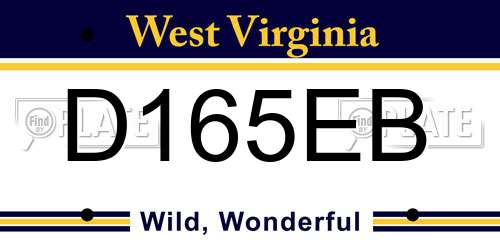 D165EB West Virginia License Plate