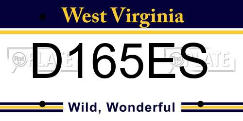 D165ES West Virginia License Plate