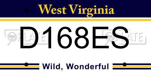 D168ES West Virginia License Plate