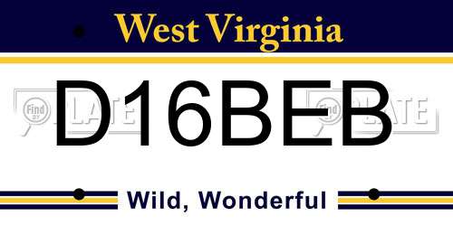 D16BEB West Virginia License Plate