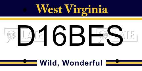 D16BES West Virginia License Plate