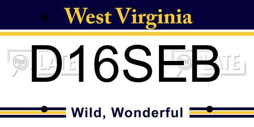 D16SEB West Virginia License Plate