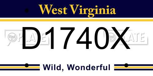 D1740X West Virginia License Plate