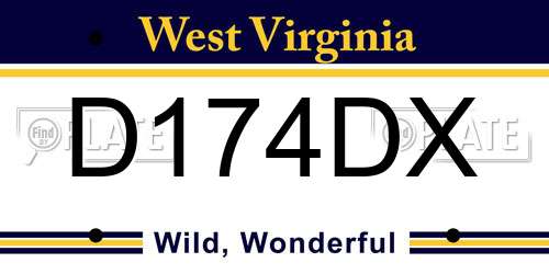 D174DX West Virginia License Plate
