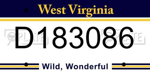 D183086 West Virginia License Plate