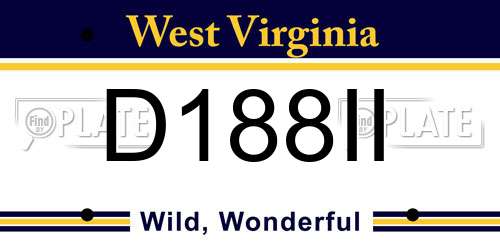 D188II West Virginia License Plate