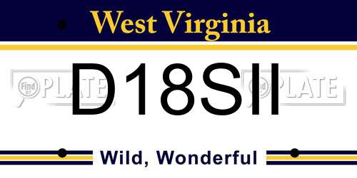 D18SII West Virginia License Plate