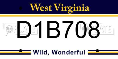 D1B708 West Virginia License Plate