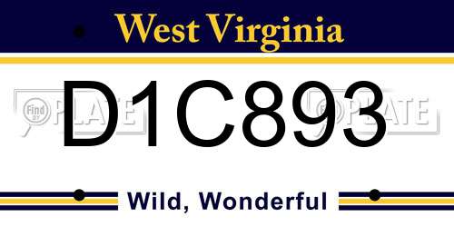 D1C893 West Virginia License Plate