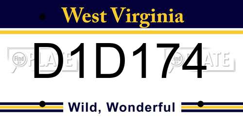 D1D174 West Virginia License Plate
