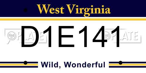 D1E141 West Virginia License Plate
