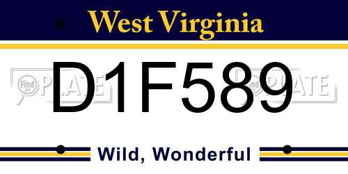 D1F589 West Virginia License Plate