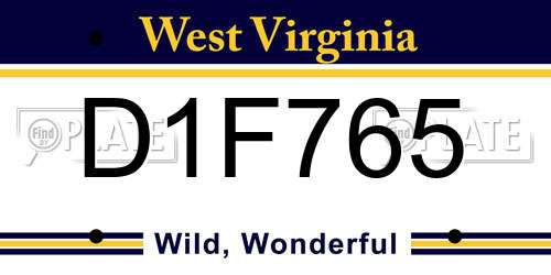 D1F765 West Virginia License Plate