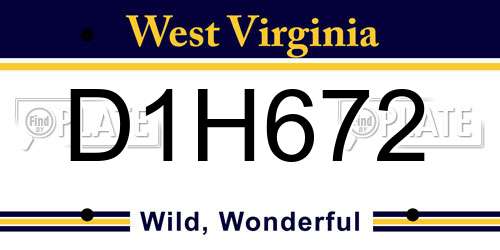 D1H672 West Virginia License Plate