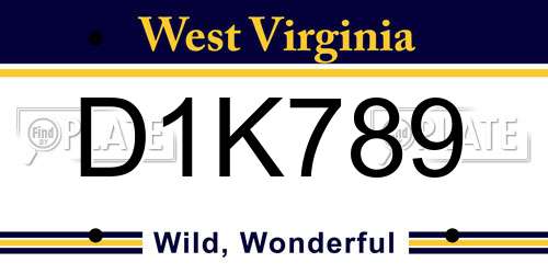 D1K789 West Virginia License Plate